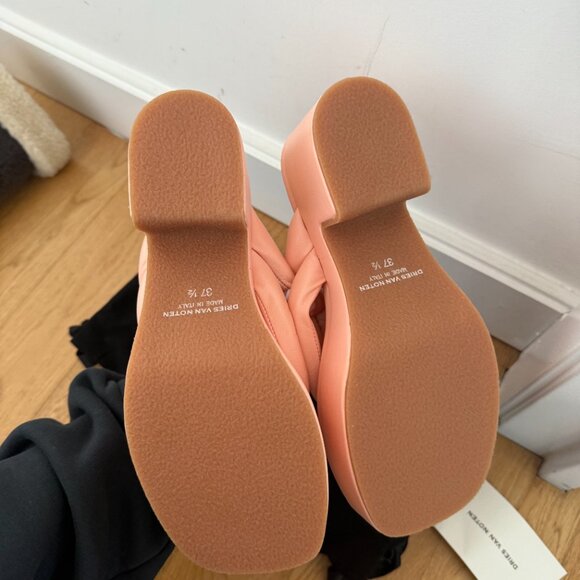NWT Dries Van Noten Platform Flip Flop Padded Leather Straps Light Pink Sz 37.5 - Picture 9 of 10